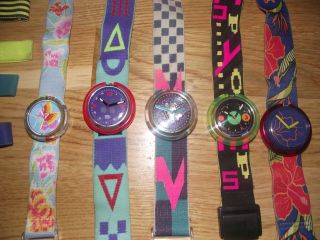 Pop Swatch Uhren 5 Stück Retro 90er Jahre Bunt Sammler Armbanduhr Bild