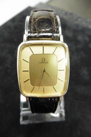 Omega Gold 585 14 Karat 1365 Dau Hau Herrenuhr Luxus Klassisch Uhr Quarz Watch Bild