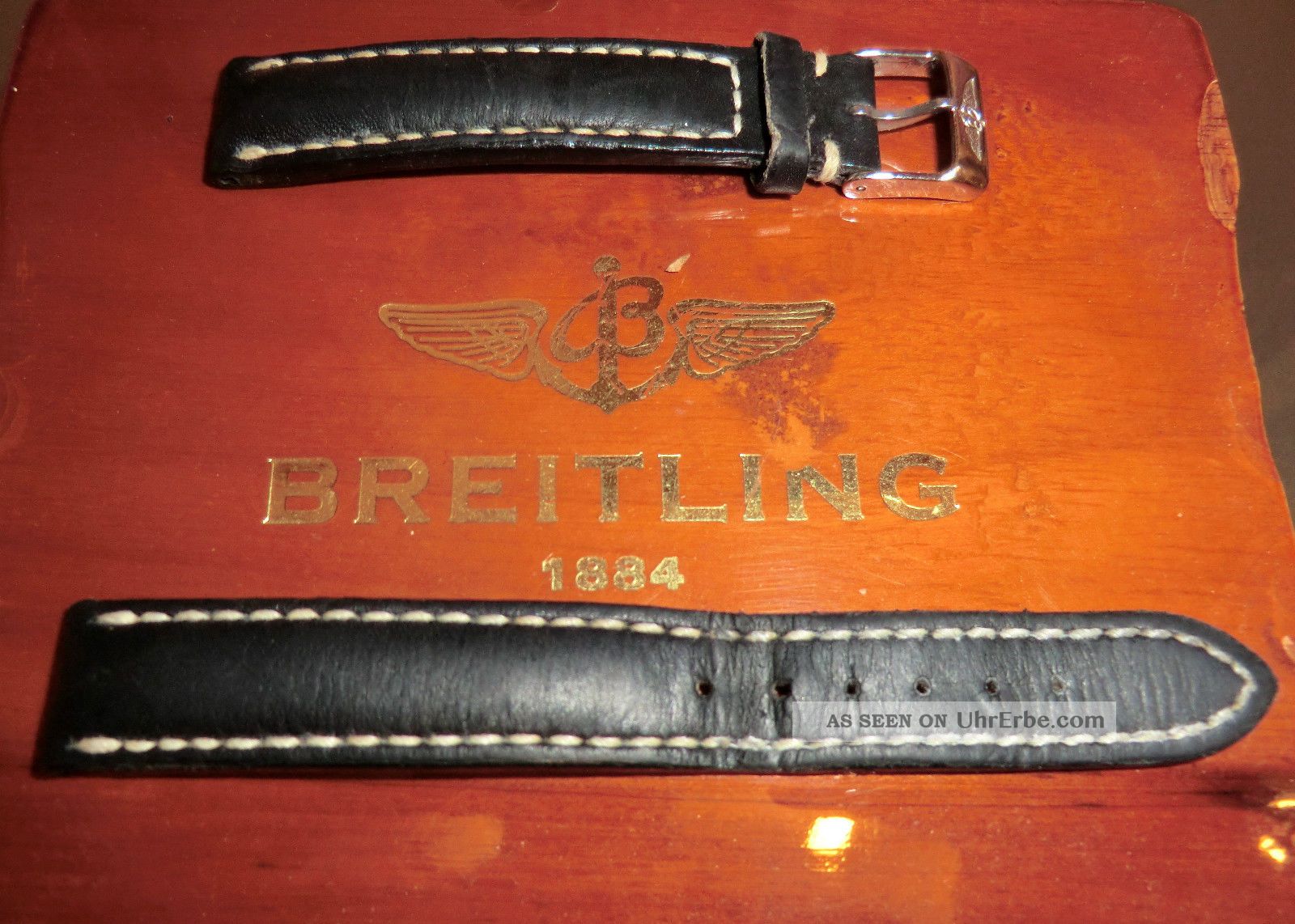 Breitling Uhrenarmband Damen 15 - 14 Mit Schließe Dunkelblau Leder Armbanduhren Bild