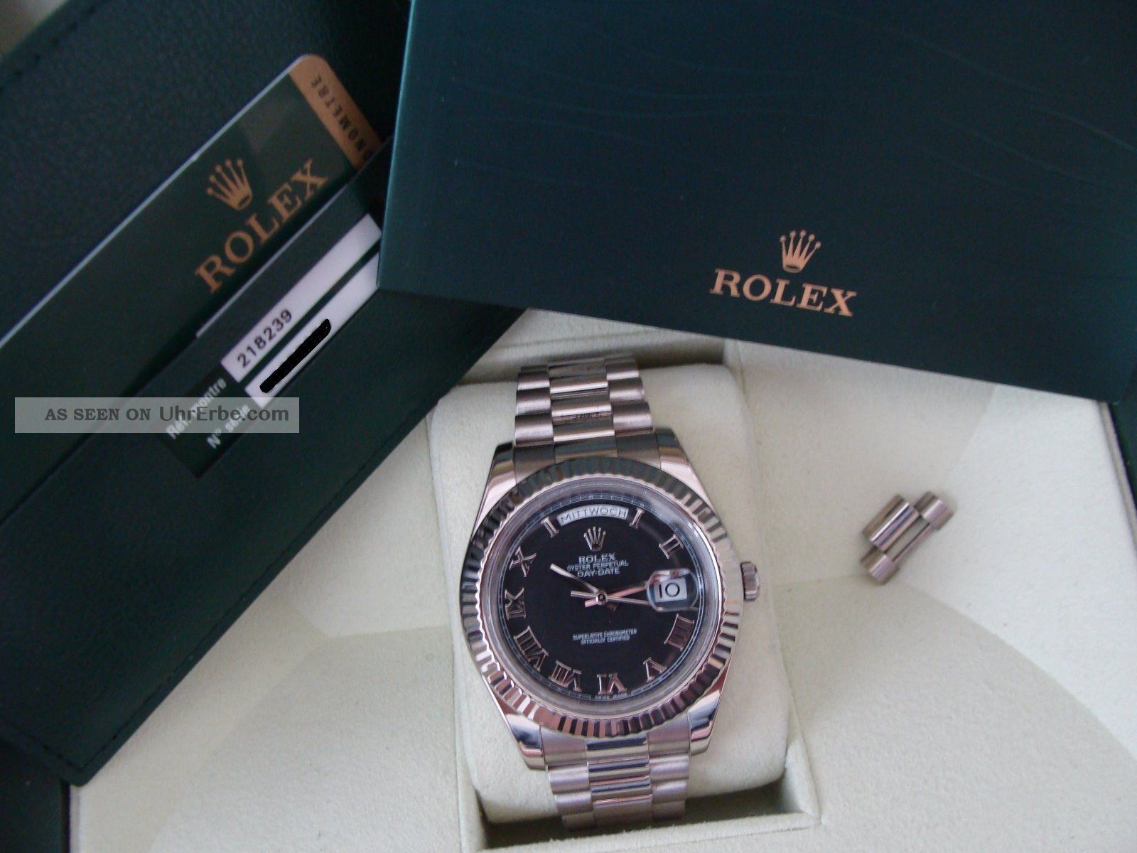 Rolex Große Day - Date Weißgold Daydate Ii Ref.  218239 Armbanduhren Bild