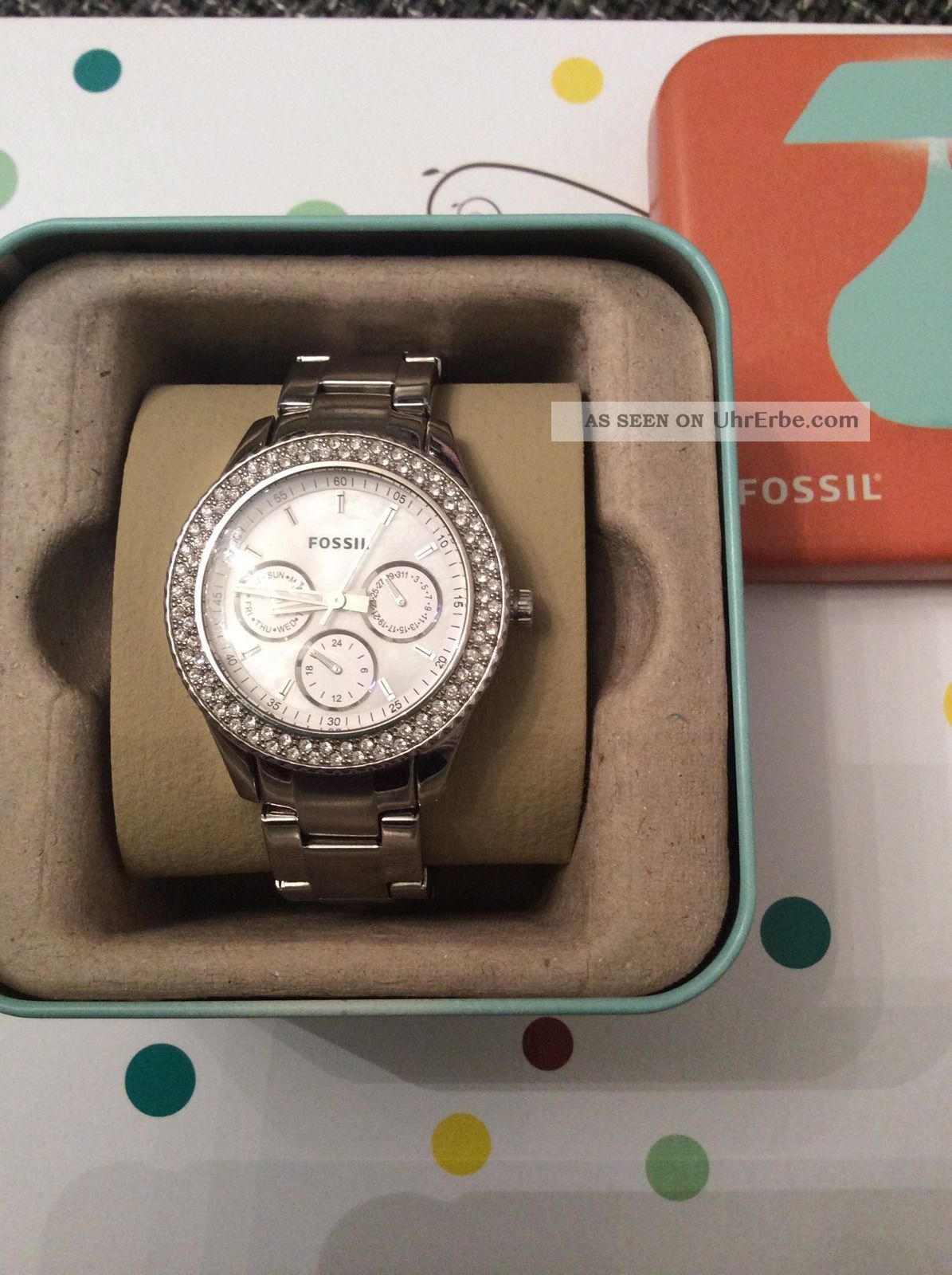Armbanduhr Damen Edelstahl Analog Mit Silbernem Ziffernblatt Fossil Es2860 Armbanduhren Bild