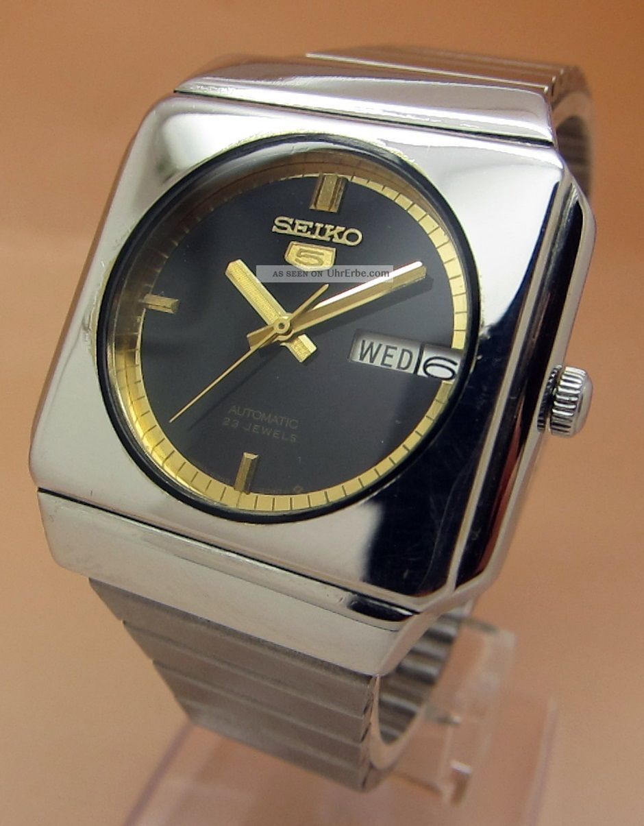 Seiko 5 Square Tv 6309 - 5230 Mechanische Automatik Uhr Datum & Taganzeige Armbanduhren Bild