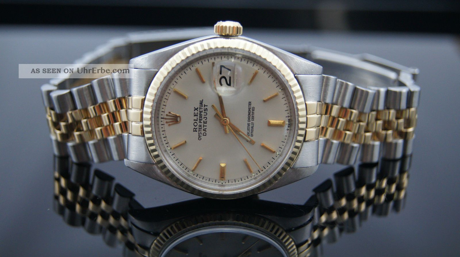 Rolex Oyster Datejust 36 Mm Stahl Gold 1570 18k Herren Uhr Vintage Box Ref 1603 Armbanduhren Bild