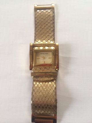 Michael Kors Damen Uhr Gold Armband Leder Schlangen Muster Bild