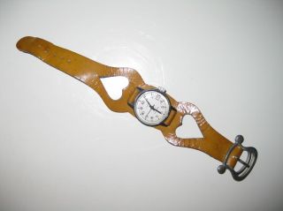Org.  Ddr Alte Ruhla Damen Uhr Armbanduhr M.  Vintage Leder Armband Hippie 70er Bild