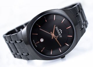 Bisset Bsdc85 Suite Black Slim 6mm Herrenuhr Swiss Made Armbanduhr Bild
