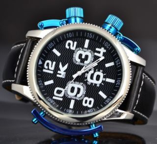 Mega Xxl Herrenuhr Military Watch Armbanduhr Lederband Bild