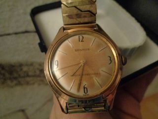 Benrus Herren Vintage Armbanduhr Uhr 20 Micron Gold Waterproof Dustproof Bild