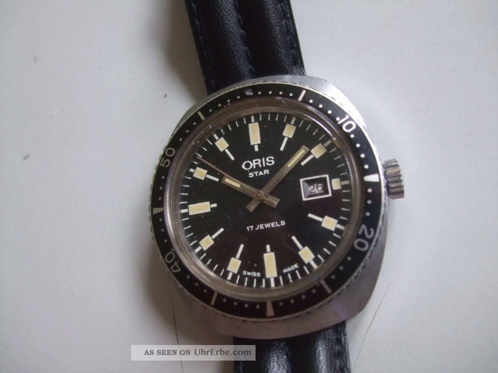Oris Star Taucher - Uhr Vintage Diver Edelstahl Datum 17 Jewels Swiss Made