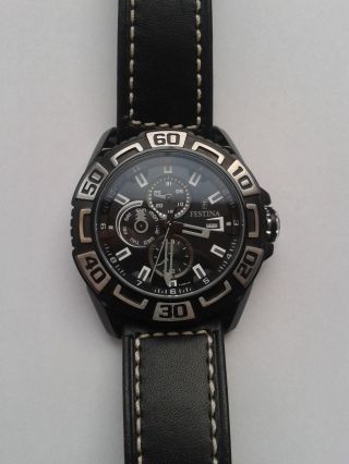 Festina Herrenchronograph Uhr Mit Schwarzem Lederarmband Bild