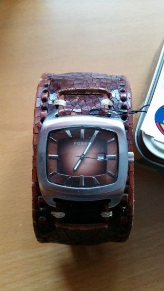 Fossil Herrenuhr Lederband Armbanduhr Jr 8985 Braun Top Mit Ovp Bild