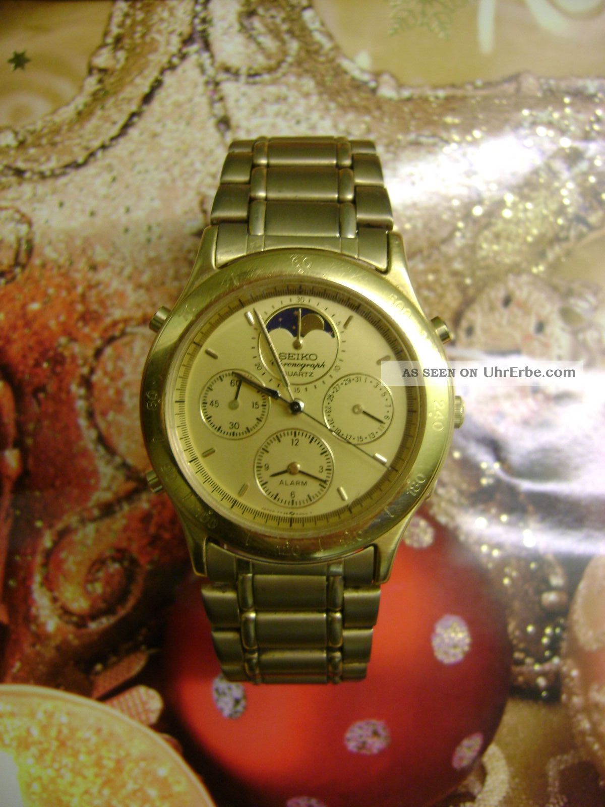 Seiko Chronograph Teilvergoldet Mit Mondphase Armbanduhren Bild