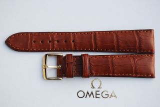 Omega Kroko - Lederband Krokodilprägung 19mm Armband/bracelet Leder Bild