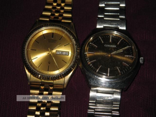 2 X Citizen Watch Co Herren Uhr Armbanduhr Gold / Silber Farben Armbanduhren Bild