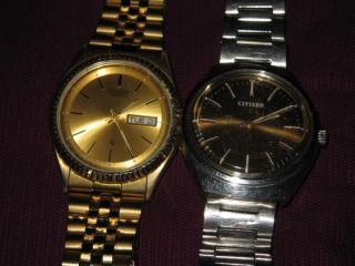 2 X Citizen Watch Co Herren Uhr Armbanduhr Gold / Silber Farben Bild