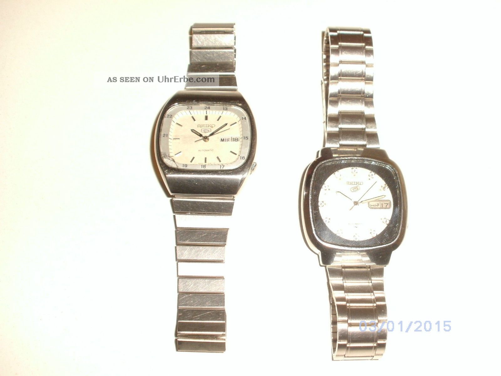 Zwei Seiko 5 Automatik Uhren Mit Metallarmband Armbanduhren Bild