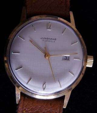 Junghans 17 Jewels Herren - Armbanduhr - 1960er Jahre,  34mm,  Datum Bild