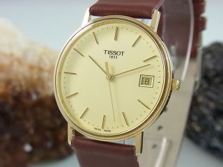 Tissot Herrenuhr Aus 585 / 14k Gold Uhr Datum Anzeige Bild