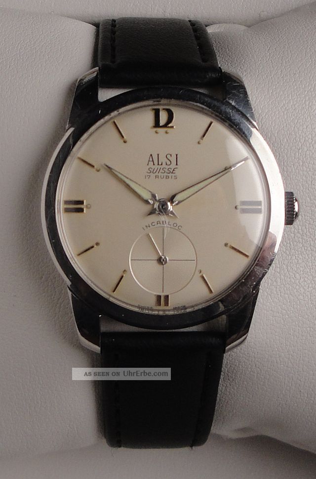 Vintage Armbanduhr Alsi In Edelstahl – Handaufzug – Wehrmachtswerk Cal.  As 1130 Armbanduhren Bild