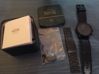Fossil (nate Jr1354) Premium Armbanduhr Herren Leder Und Edelstahlarmband Bild