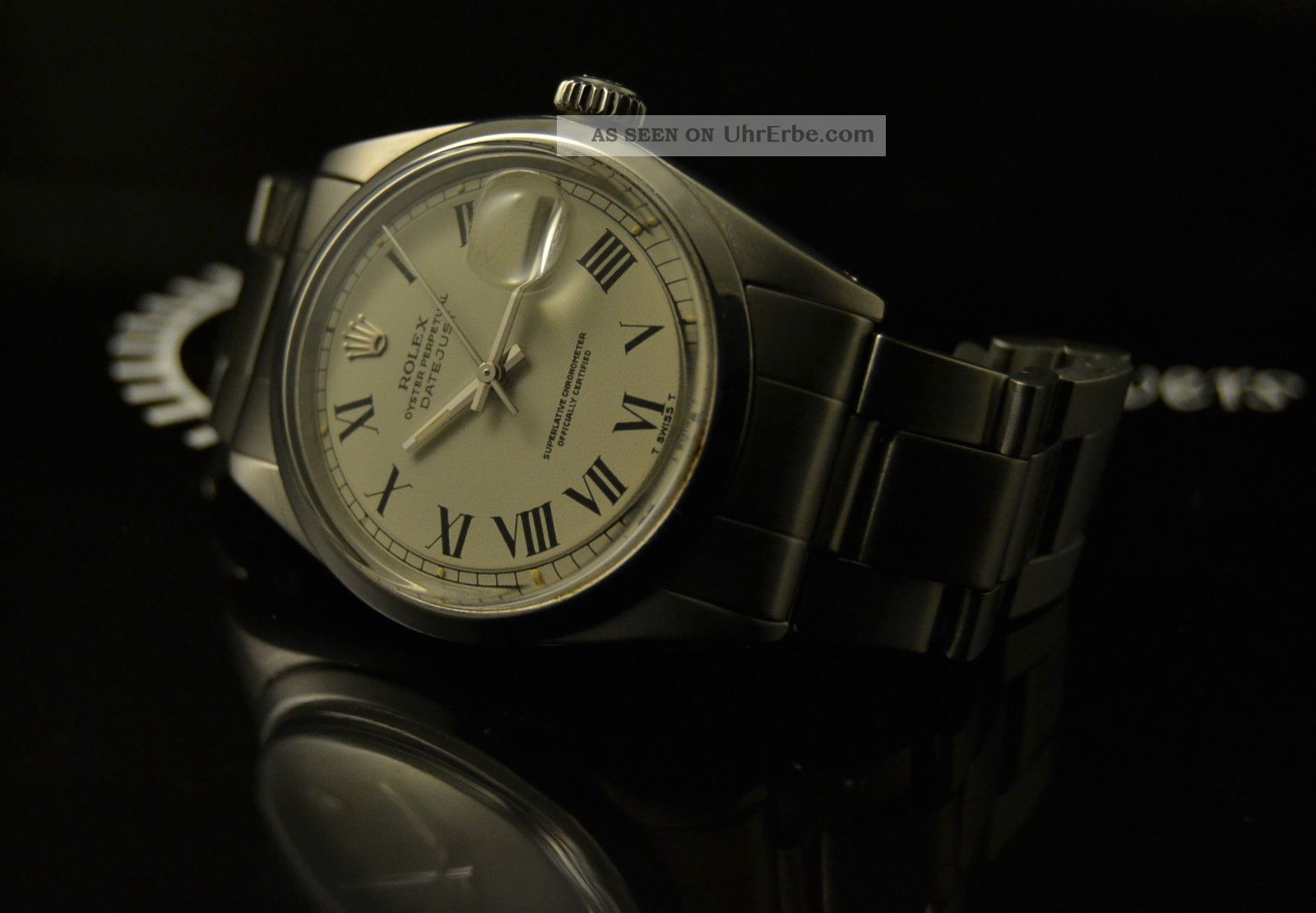 Men ' S Rolex Datejust Buckley Creamy Dial Ref.  1600 Vintage Watch,  7836 Band 36mm Armbanduhren Bild