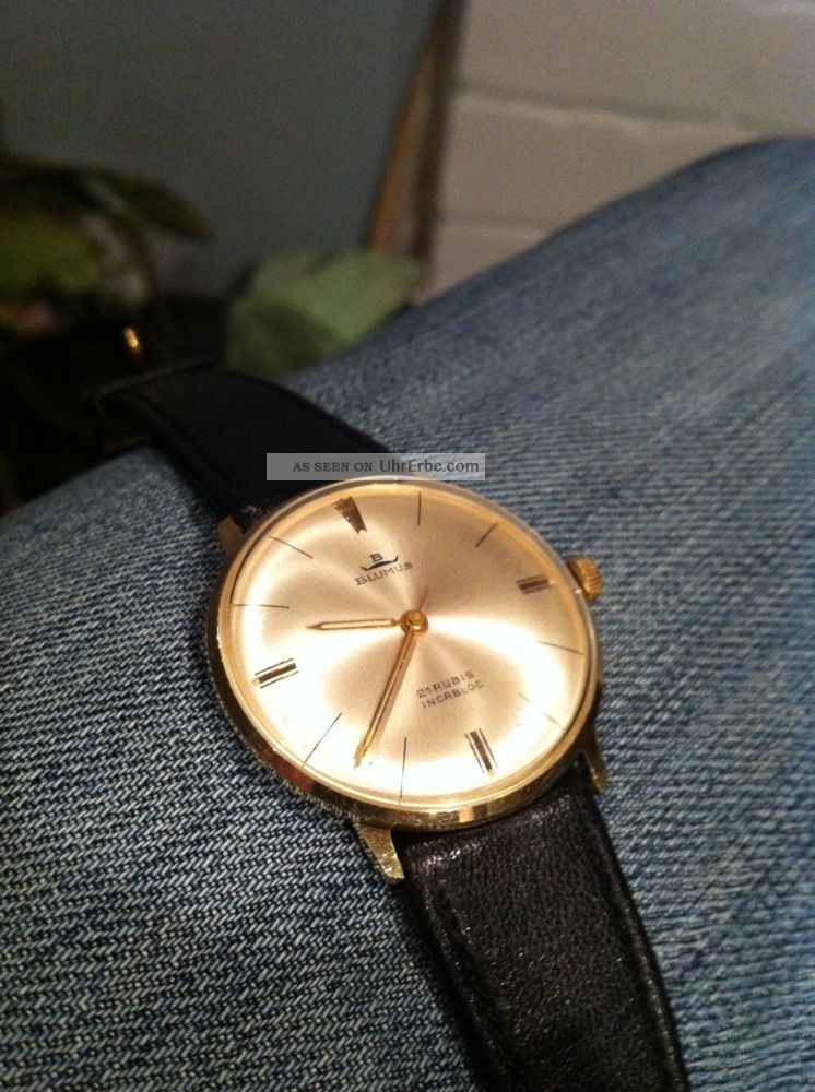 Vintage Herrenarmbanduhr Blumus Eta Werk Mit Feinregulierung Läuft Perfekt Armbanduhren Bild
